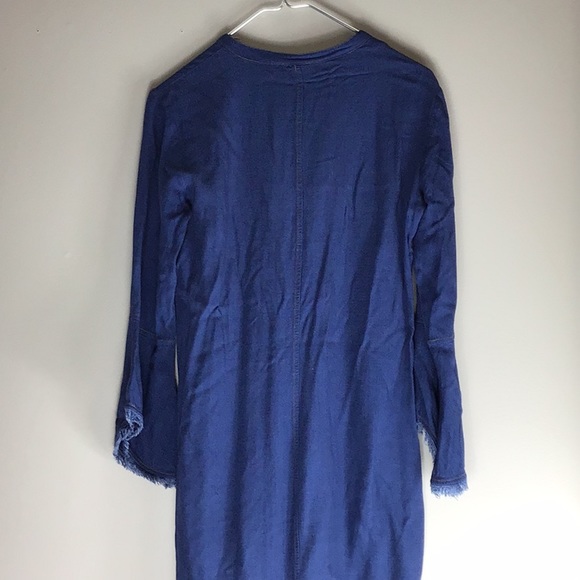 Splendid > Blue Ruffle Button Down Shirt Dress > S - Picture 10 of 11